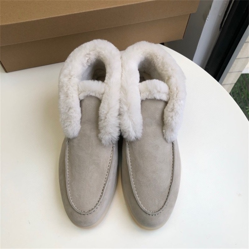 Autumn winter sheep suede shoes womens flat bottom hairy single boots snow boots real leather shoes keep warm autumn and winter