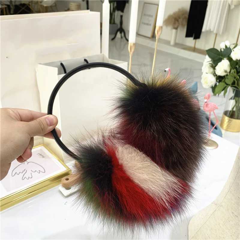 New Colorful Real Fox Fur Earmuffs for Autumn and Winter Womens Outdoor Travel Warm Fur Earmuffs with Plush Ear Protectors XJ250812