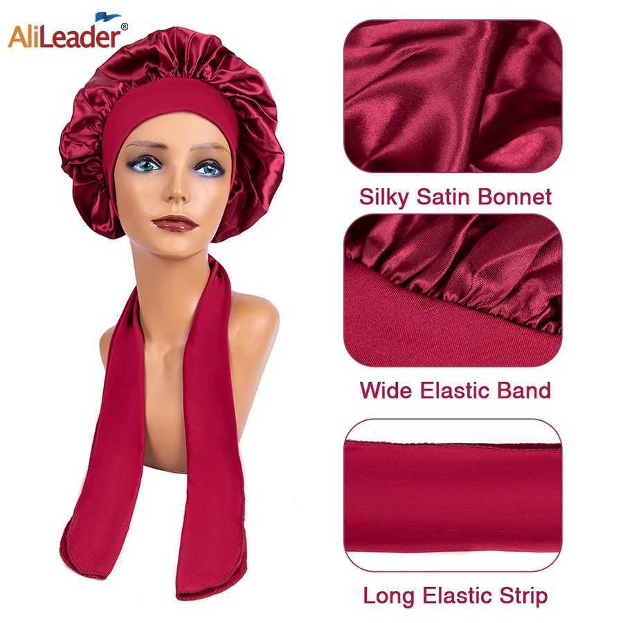 Women Satin Solid Sleeping Cap Soft Silk Nightcap Bonnet With Headband For Women Children Silk Scarf Sleep Hat Alileader XJ250812