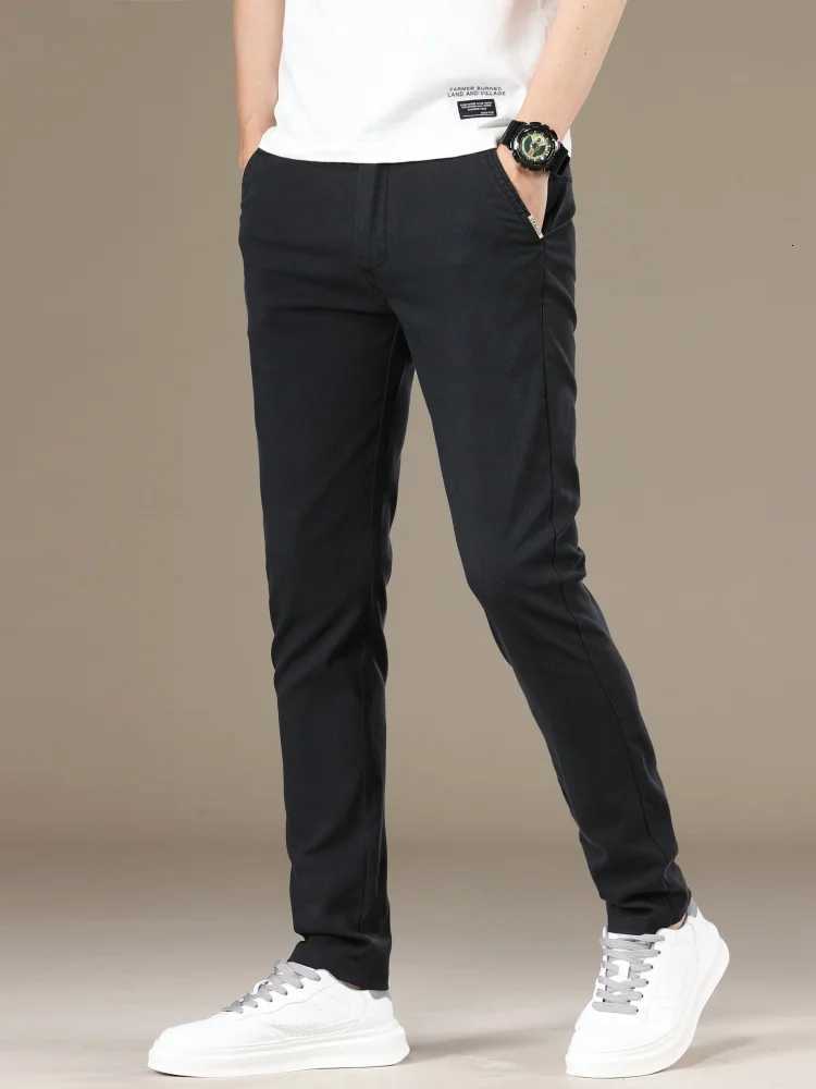 Straight Slim Fit Lyocell Mens Pants Twill Fabric Breathable Fashion Casual Pants Solid Color Spring Summer Business Trousers W250812