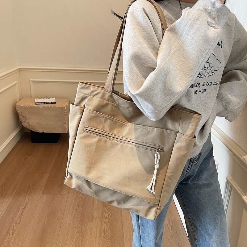 Ins Style College Student Large Capacity Shoulder Nylon Fabric for Women Korean Version Versatile Commuter Tote Bag