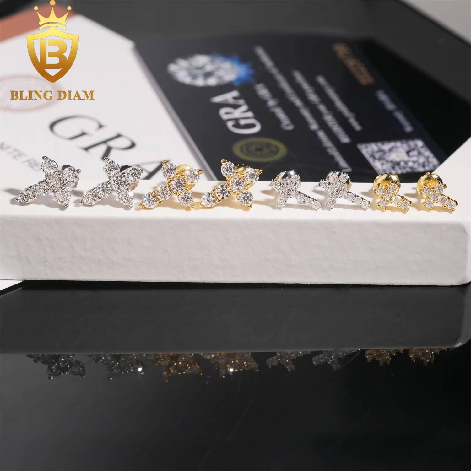 48 Hours Ready to Ship Fine Jewelry 925 Sterling Silver Vvs1 Moissanite Cross Hoop Earrings Vintage for Women Men