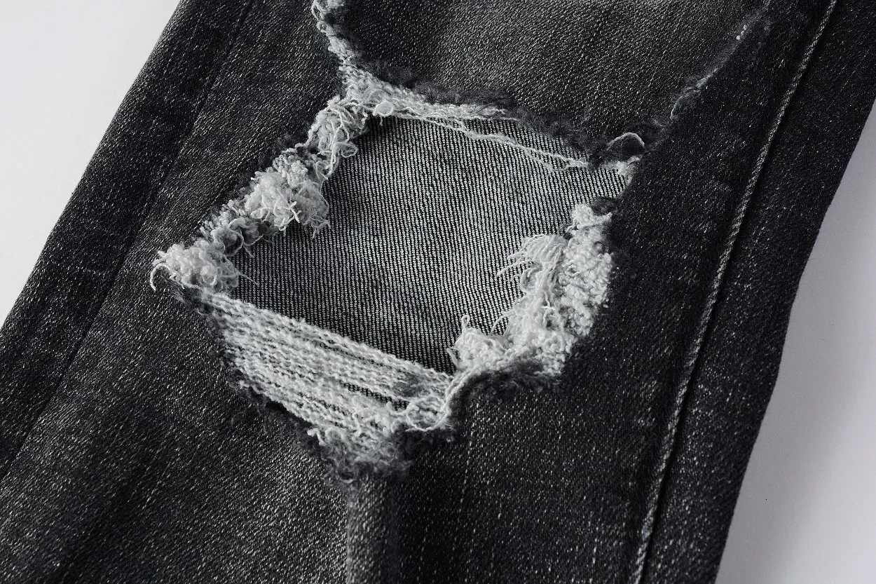 Black Ripped American Jeans 9079 Brand Pants High Waist Straight Leg Classic Fit Casual Wear X250812