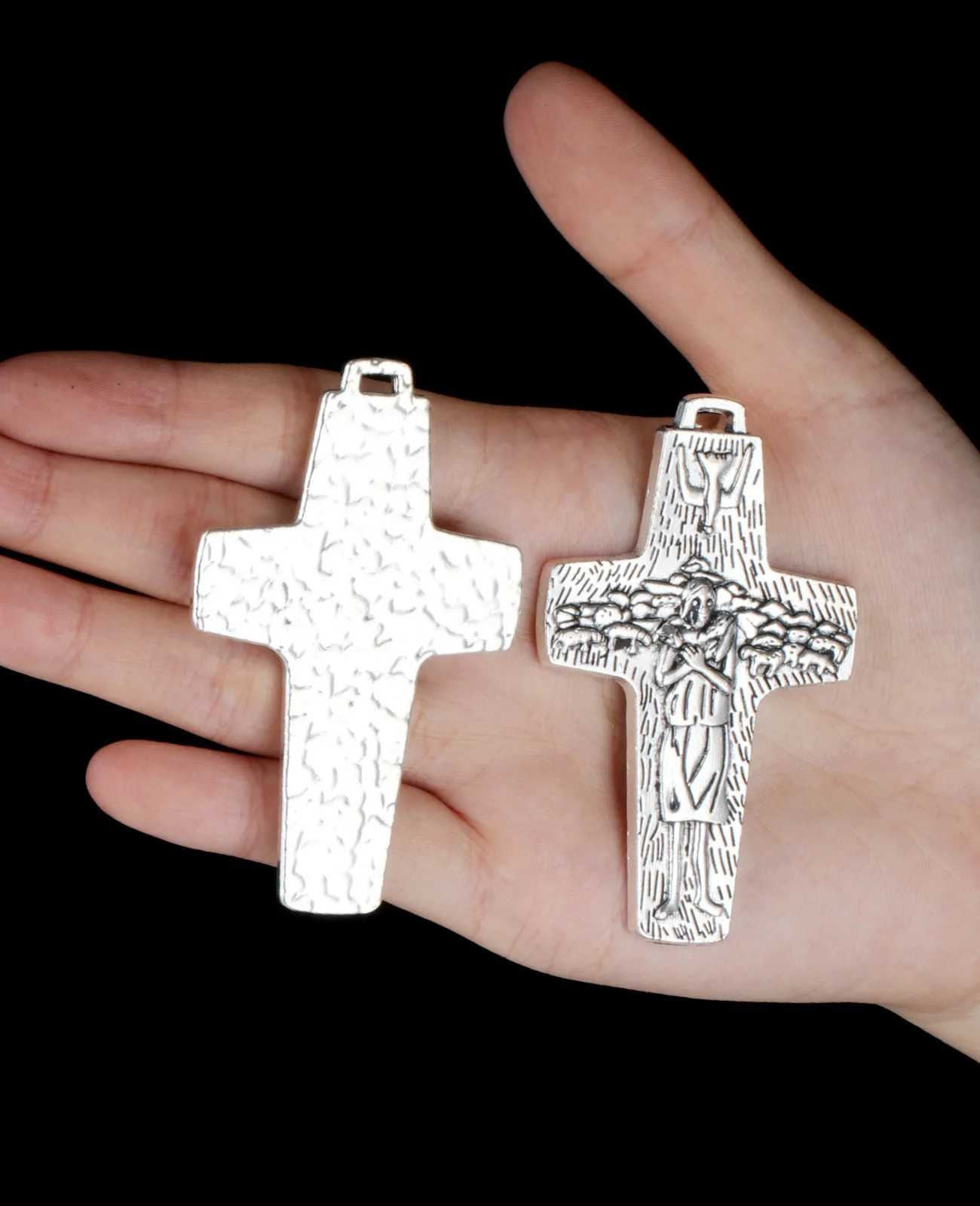 Diyalo 1Pc Large The Good Shepard Cross Pendants Catholic Pope Francis Papal Cross Charms for Jewelry DIY Making Accessories 250807