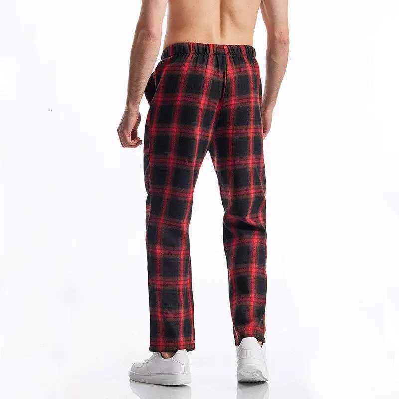Youth Mens Daily Casual Checkered Striped Pants 2025 New Homme Elastic Waist Pulling Rope Trousers W250812