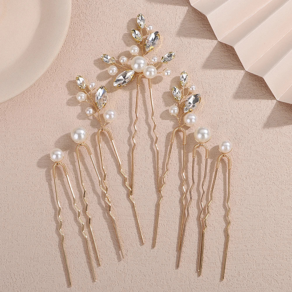 7Pcs Hair Pins for Women Wedding Accessories Pearl Silver Bridal Headpiece Hairpins Gold Party Jewelry 250804