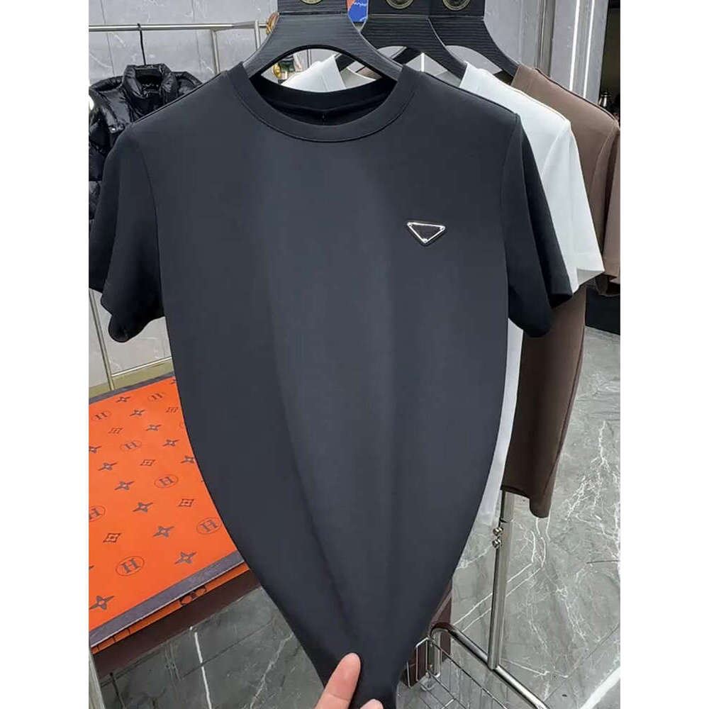 Summer New Luxury European Style Personality Minimalist 3D Small Logo Men's Short Sleeve Round Neck Slim Fit Quality T-Shirt