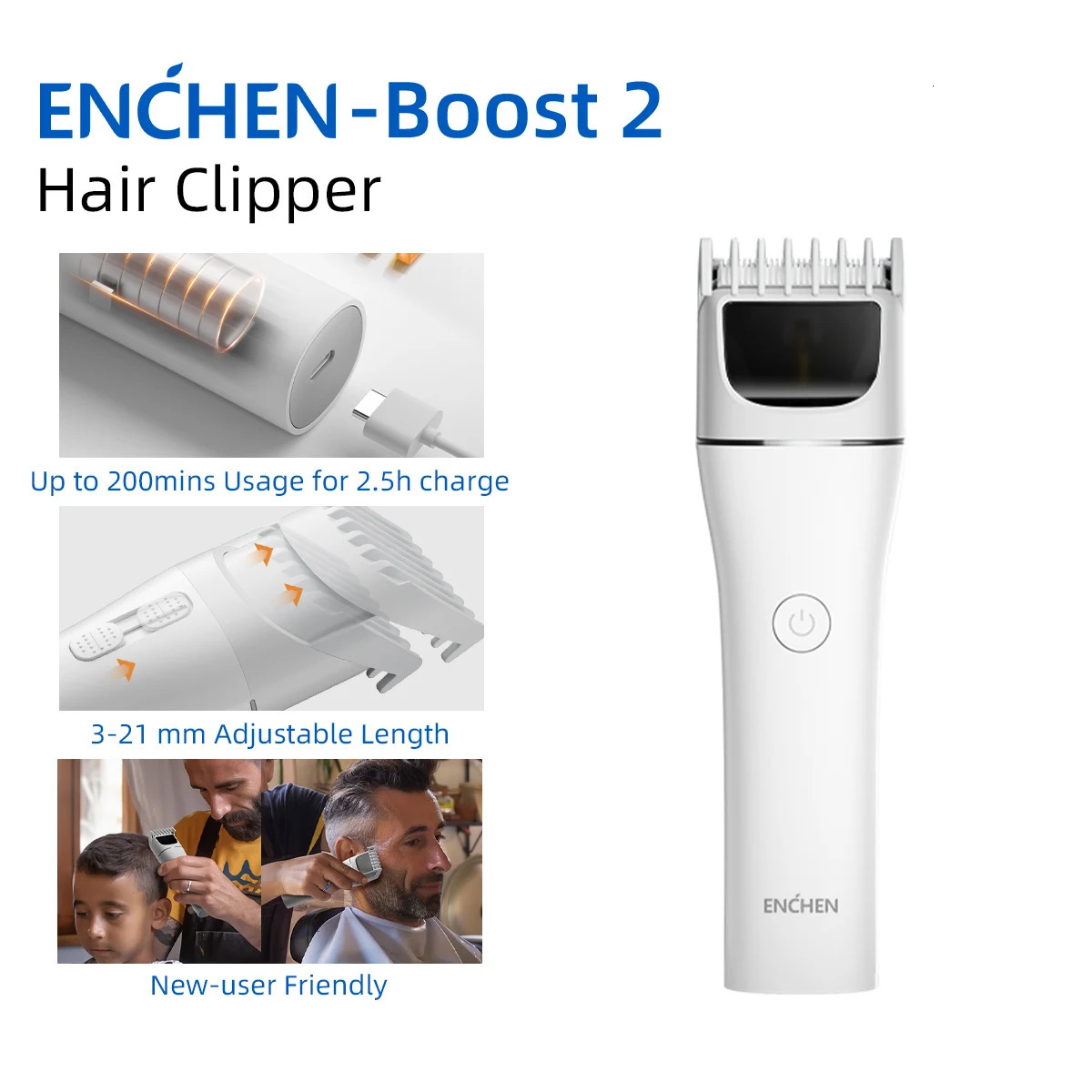 ENCHEN Professional Cutting Machine Hair Clipper Cordless Haircut Electric Adjustable Trimmer for Men -Boost 2 250724 C260312