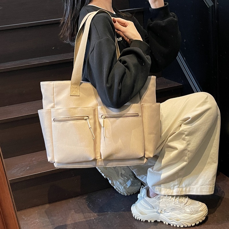 Versatile Canvas for Women New Commuter Large Capacity Simple Office Handbag Single Shoulder Tote Bag