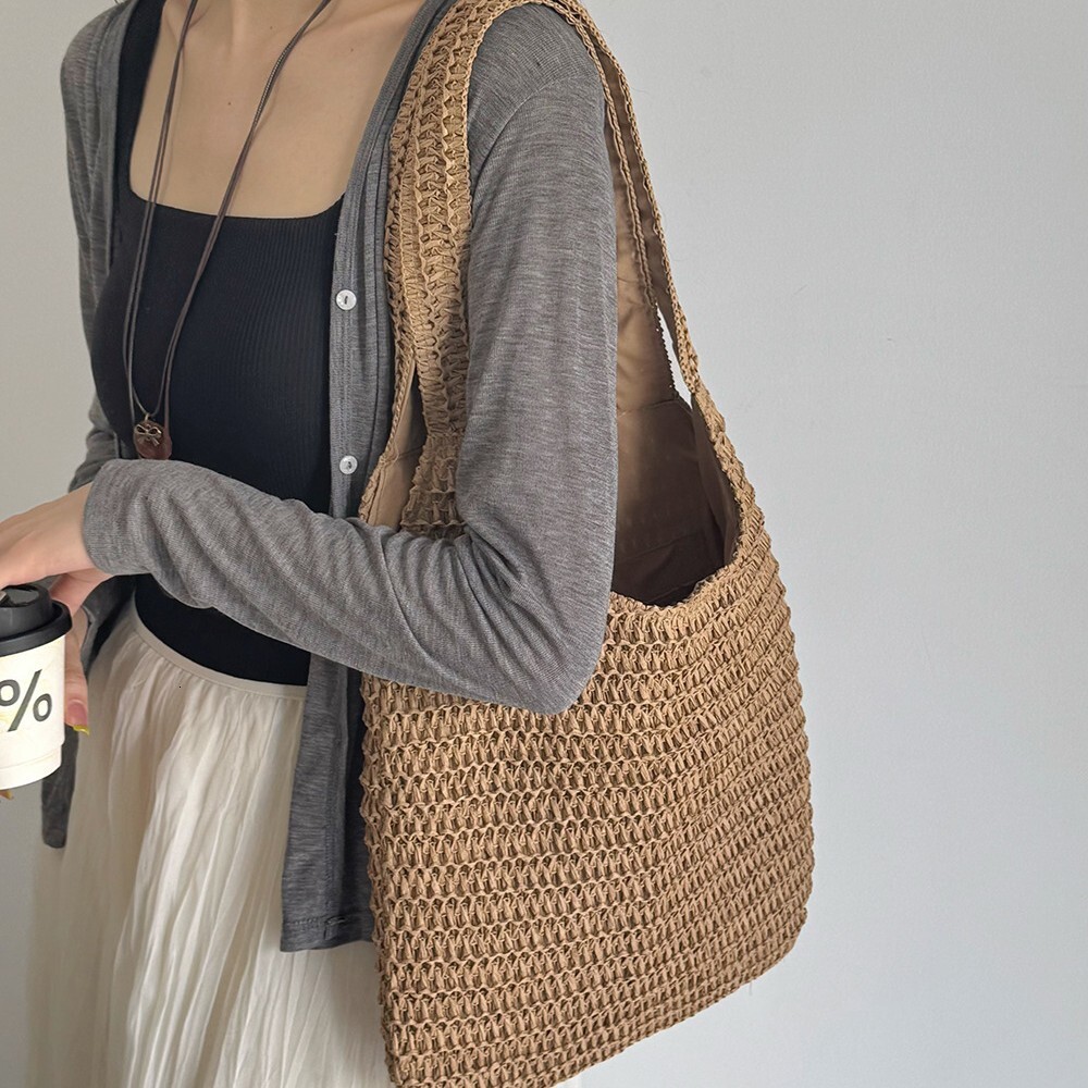 Summer Woven Handmade Straw Tote Shoulder Women s Casual Vacation Style Large Capacity Bag ddmymarket