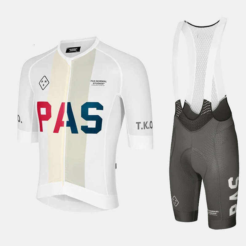 New PAS Cycling Jersey Short Sleeve Set Road Bike Simple Solid Color Comfortable Elastic Bib