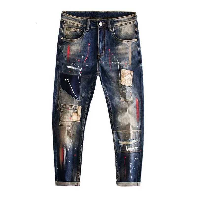 2024 Spring and Autumn New Fashion Trend Printed Straight Leg Stretch Jeans Mens Casual Loose Comfortable High Quality Pants X250812