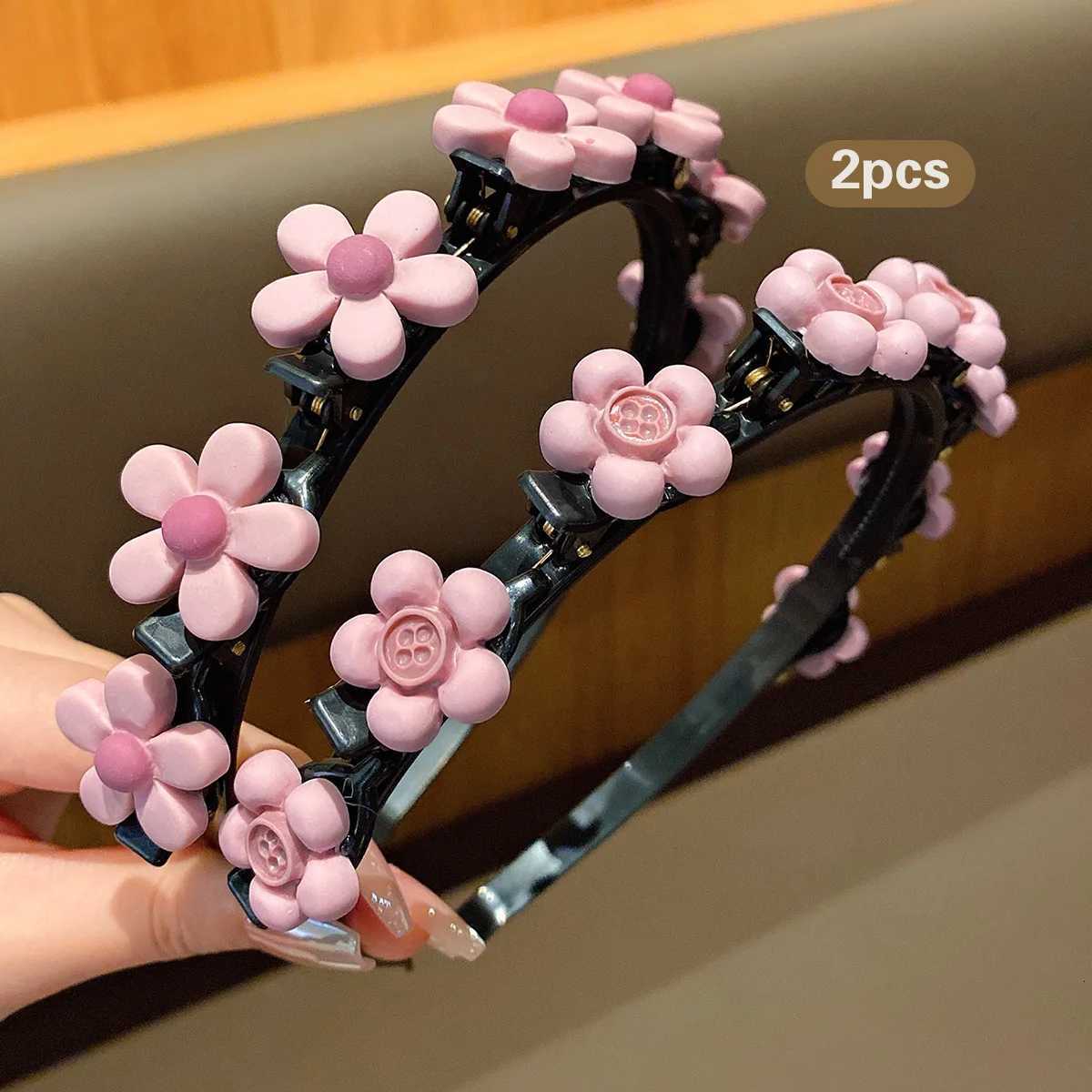 2 Little Girls New Braided Hair Band Flower Childrens Hair Accessory X250812