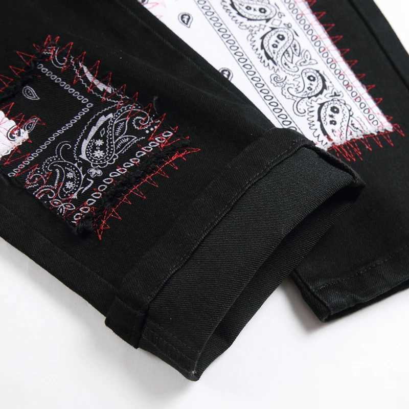 2023 New Mens Patchwork Black Jeans Men Printed Straight Slim Casual Denim Pants Autumn Streetwear Hip Hop Jeans for Men X250812