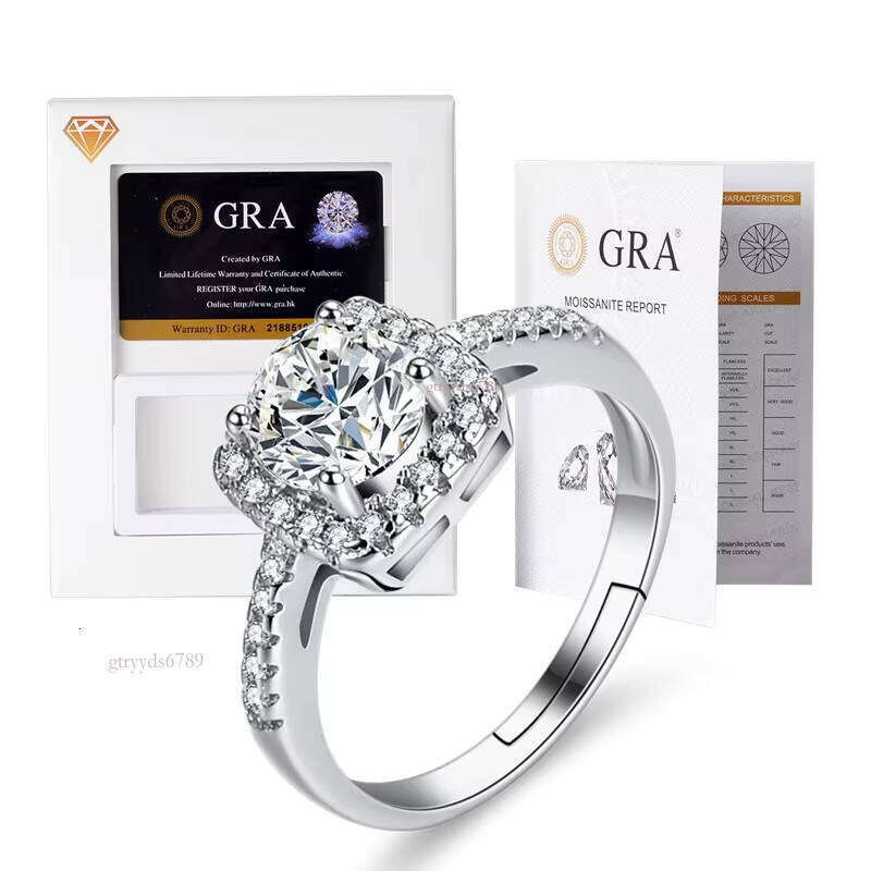 With GRA Certificate S Sterling Sier Silicon Stone Princess Square Simulation Engagement Wedding Ring