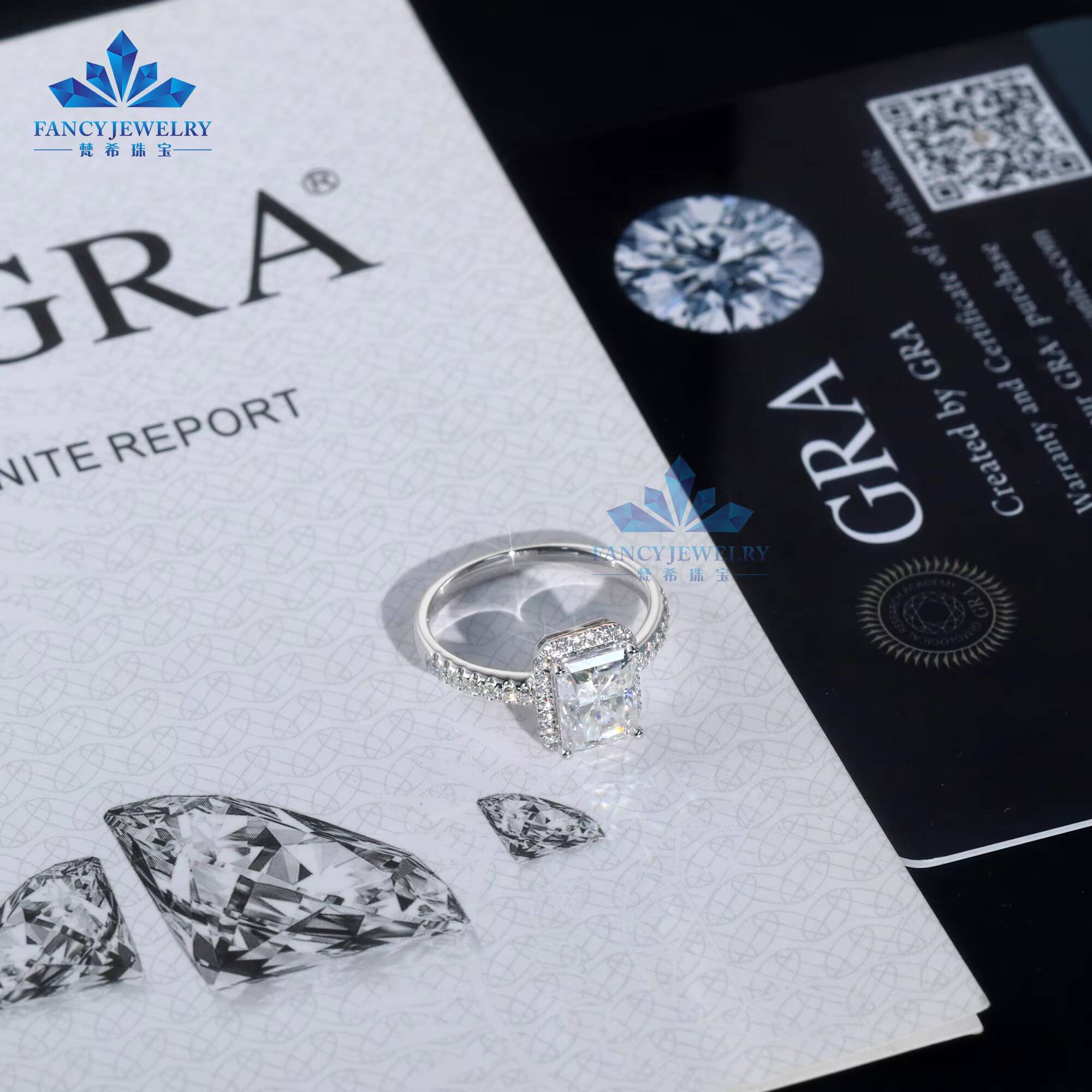 Factory14K White Gold Engagement Ring New Design Octagon D VVS1 Moissanite Stone 18K Gold Halo Ring