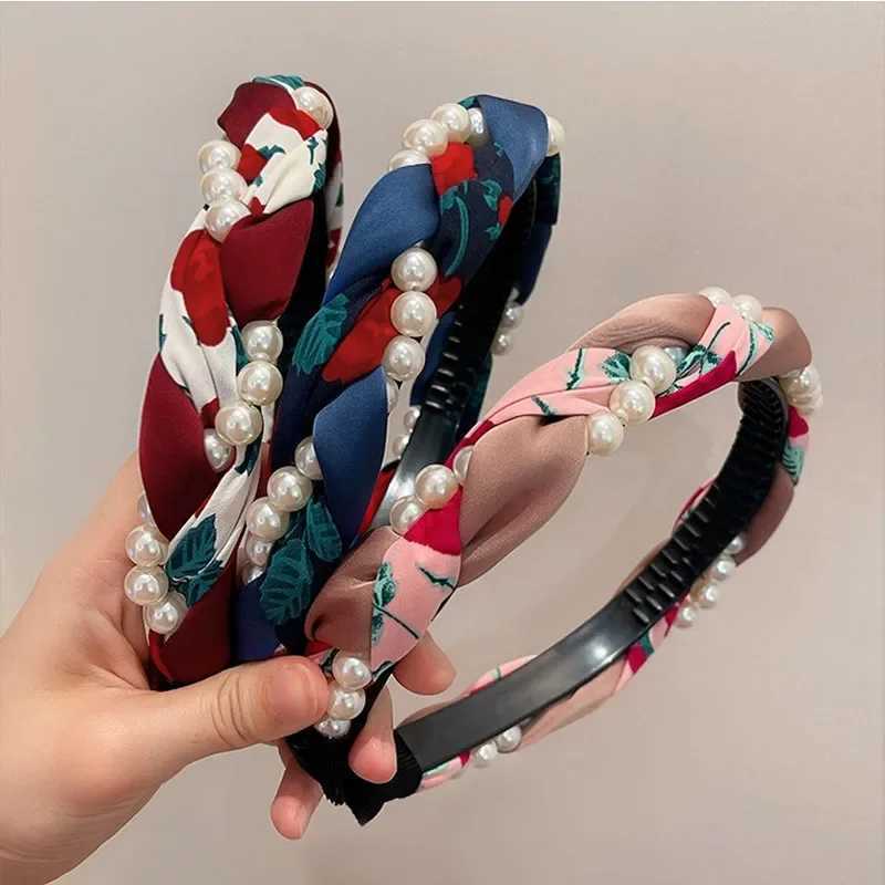 100% Pearl Face Washband Anti-Slip Woven Band High-End Feel Outing Hair Tie Pearl Hair Band Hair Accessories X250812
