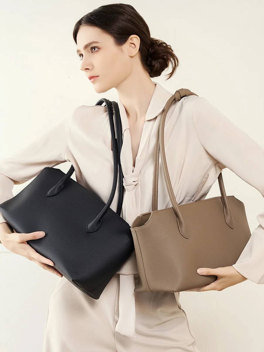 Genuine Handbag High-End Minimalist Top Layer Cow Leather Tote Bag Women's Large Capacity Underarm shoulder bag