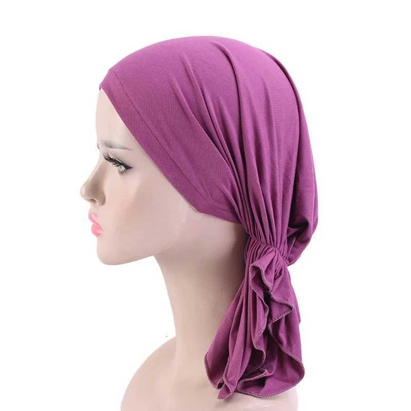 Elastic Modal Cotton Stretch Bandana Hat Women Chemo Hair Cover Women Muslim Ramadan Turban Hijab Bonnets XJ250812