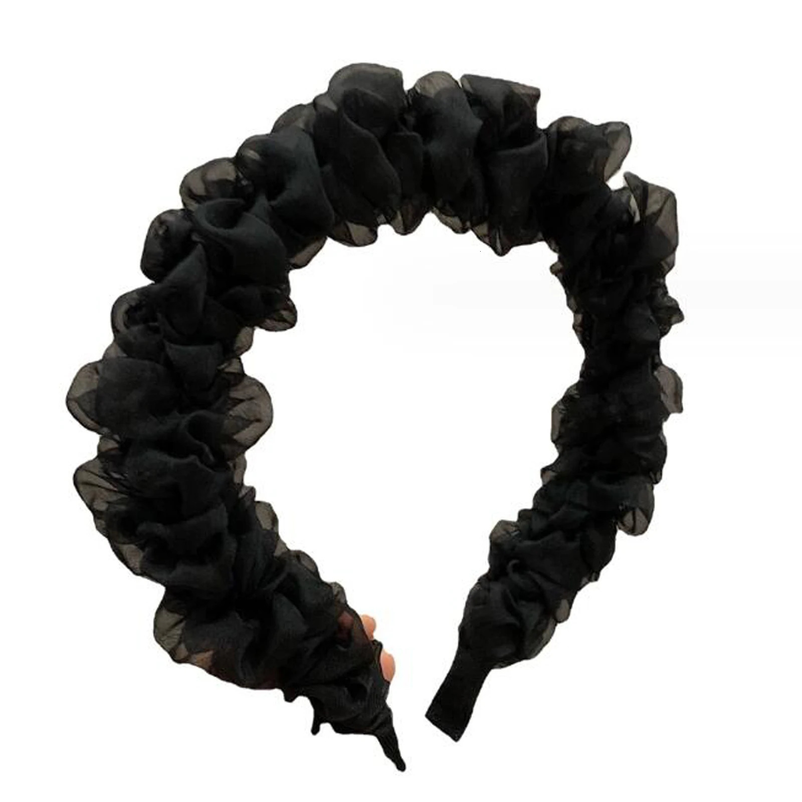 PROLY Fashion Headband For Women Pleated Flower Hairband Solid Color Headwear For Girls Autumn Hair Accessories 250805