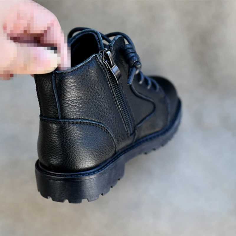 New Cowhide Boys Ankle Boots Genuine Leather Spring Winter Kids Shoes Baby Girls Snow Boots Non-slip Childrens Shoes XJ250812