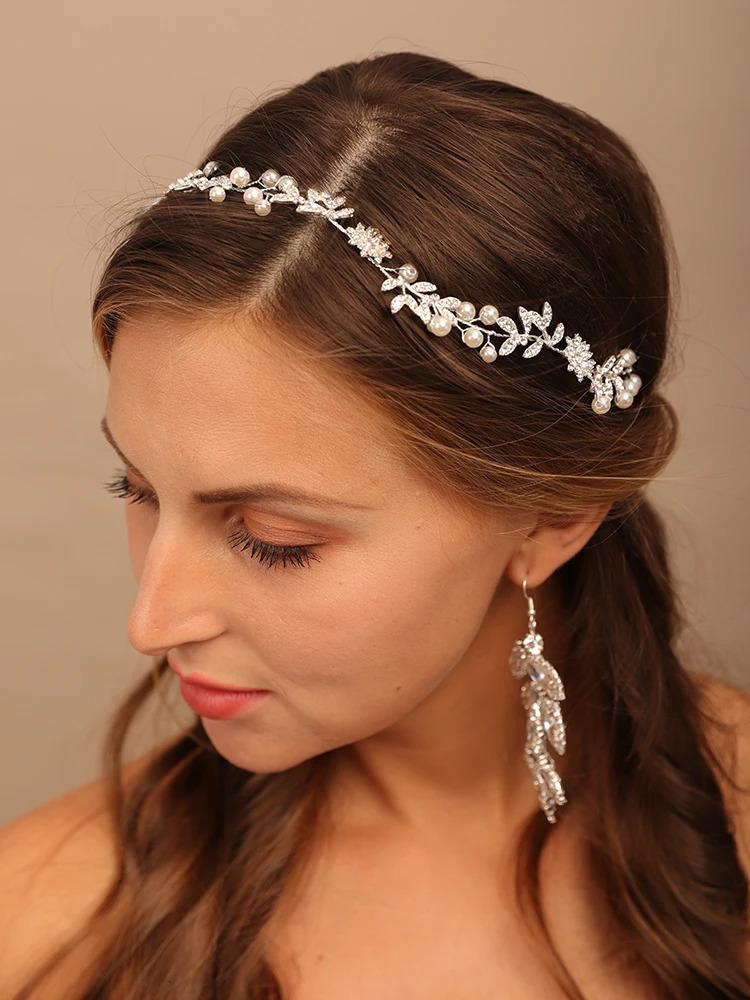 Bridal Headwear Flower Tiara Headbands Pearl Hair Jewelry Wedding Accessories Handmade Prom Piece 250804