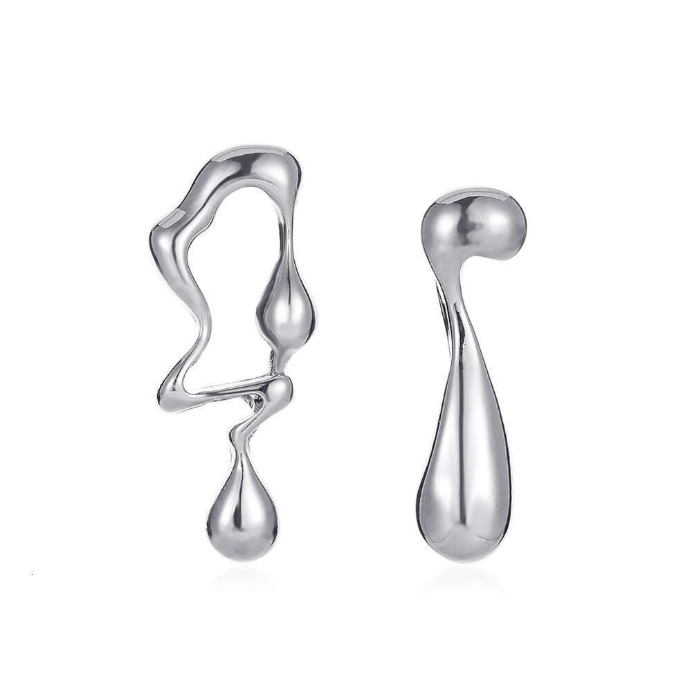 Creative Personality Alloy Asymmetric Exaggerated Liquid Irregular Water Drop Earrings Jewelry