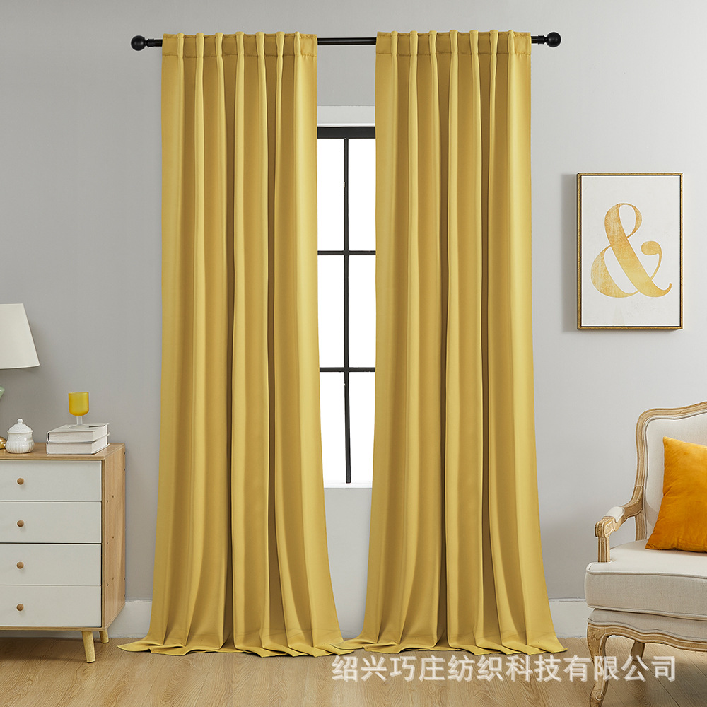 YL-36884 thick double-sided linen blackout curtain project hotel school sound insulation heat insulation blackout cotton linen curtain finished produc
