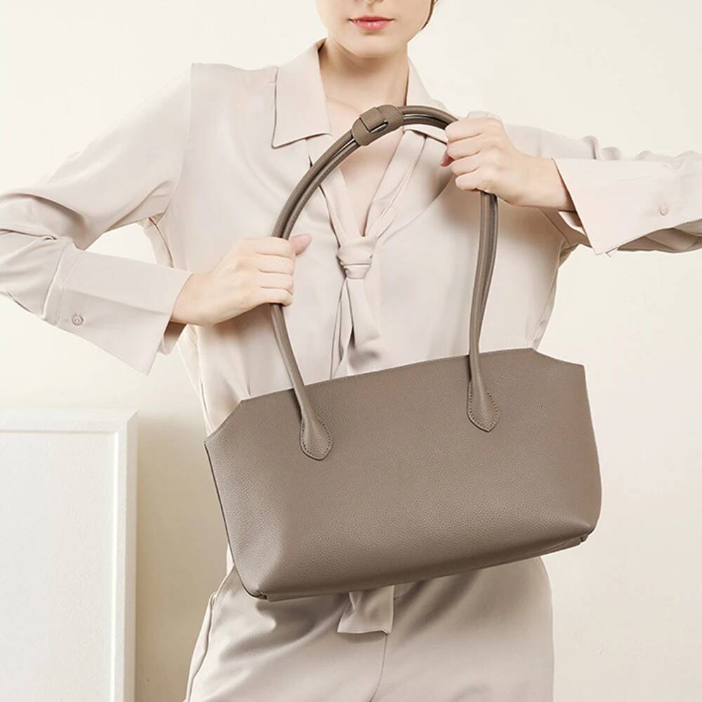 Genuine Handbag High-End Minimalist Top Layer Cow Leather Tote Bag Women's Large Capacity Underarm shoulder bag