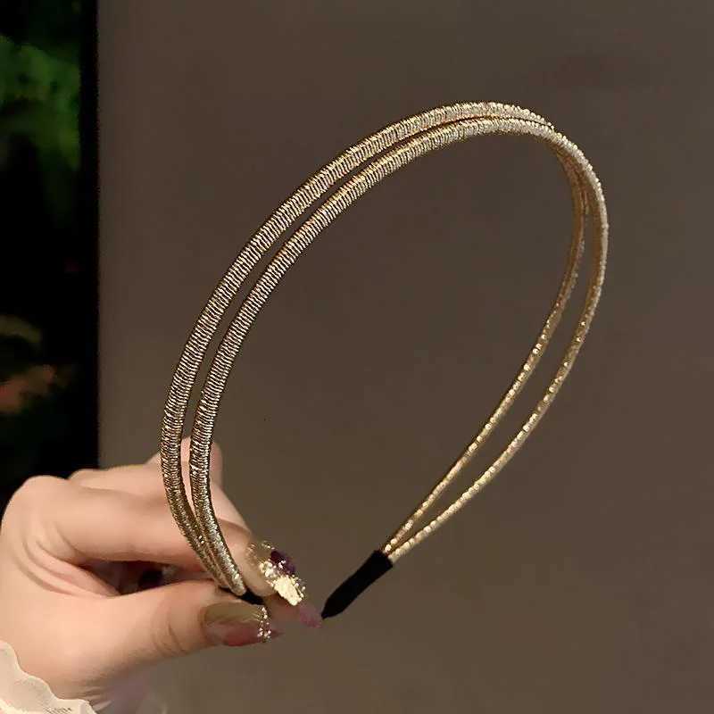 Simple New Two Layers Hairbands Metal Gold Color Band for Women Street Bands Wear X250812
