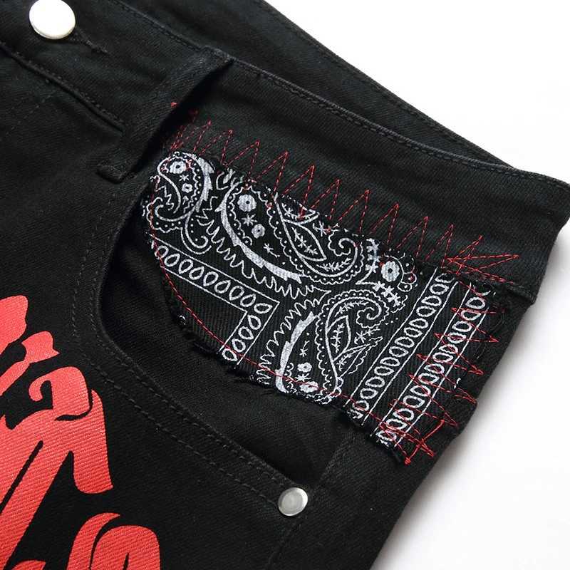 2023 New Mens Patchwork Black Jeans Men Printed Straight Slim Casual Denim Pants Autumn Streetwear Hip Hop Jeans for Men X250812