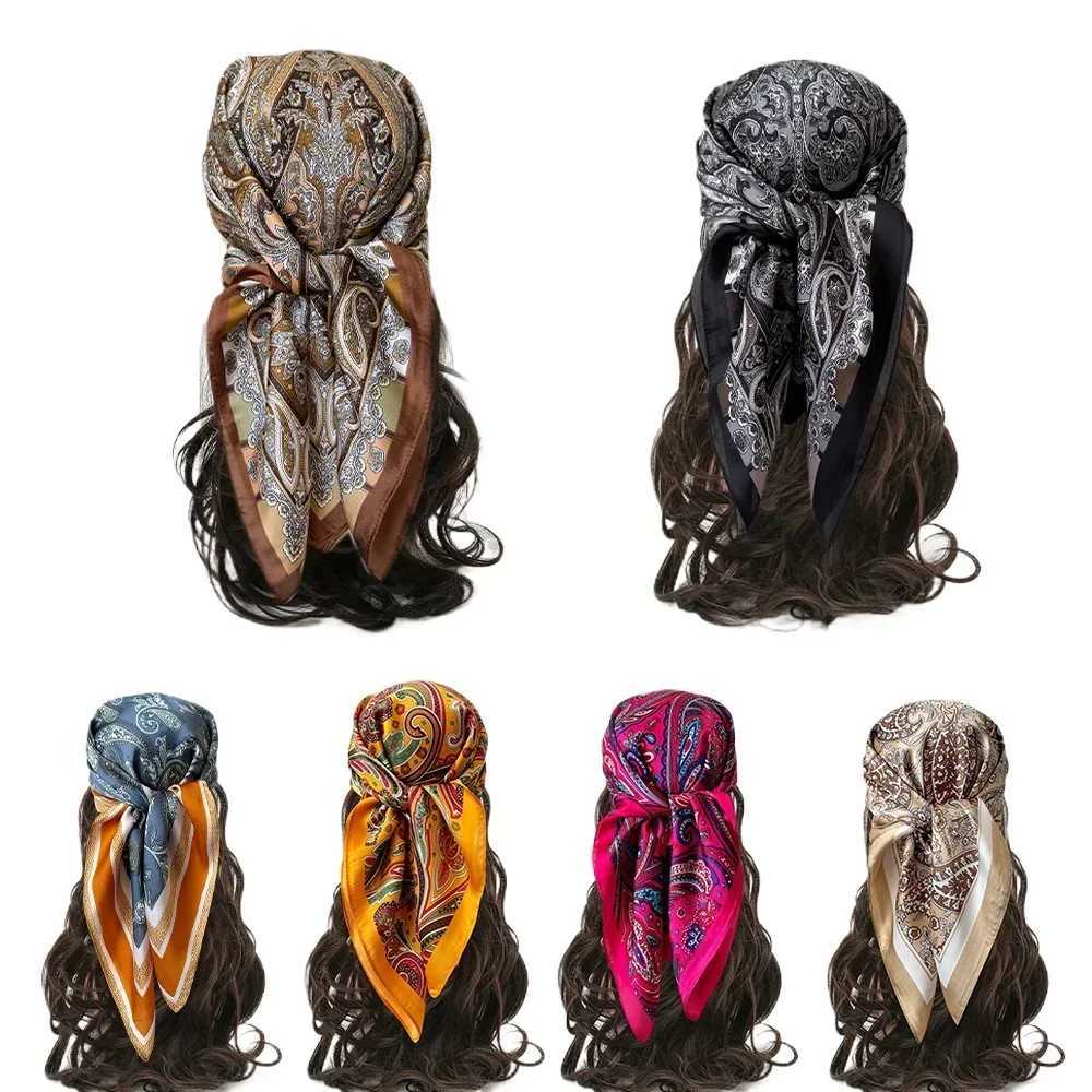 Luxury Print Imitation Silk Square Scarf Women Spring Neck Tie Shawl Wraps Female Hair Hand Wrist Headkerchief Hijab Bandana XJ250812