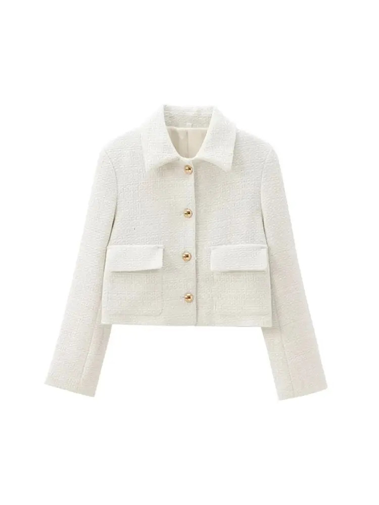 TRZA Women Fashion With Pockets Tweed Jacket Coat And High Waist Side Zipper Mini Skirt Female Two Piece Sets Mujer 250811