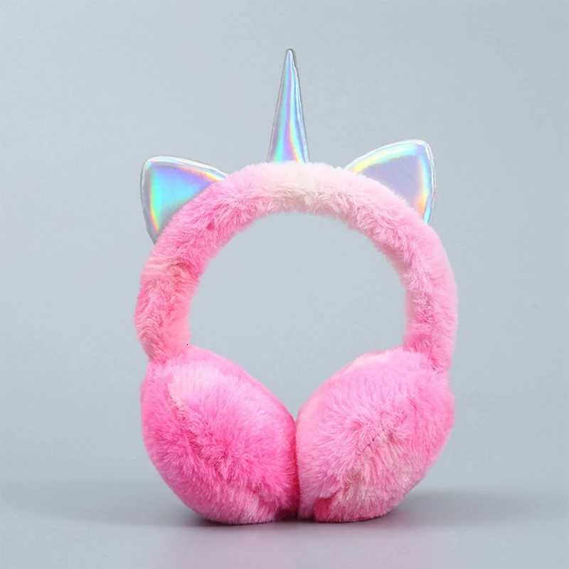 Winter Warmer Children Kids Colorful Unicorn Soft Plush Fluffy Earflap Earmuffs Lovely Cat Ears Caps Headband Tie-dye Fur Hat XJ250812