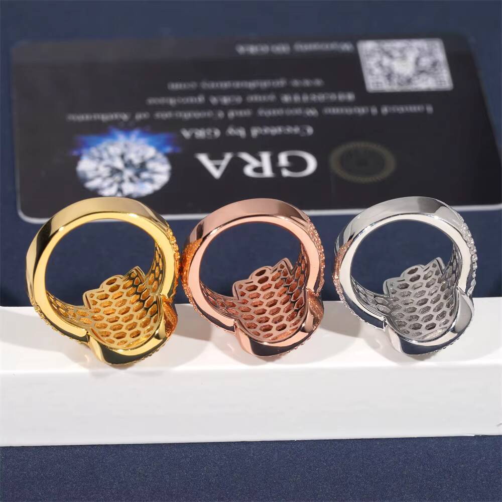 New Arrivals Mens Hip Hop Fashion Jewelry 925 Sterling Silver Iced Out Hamsa Hand Rings with VVS Moissanite Diamond Mens Style