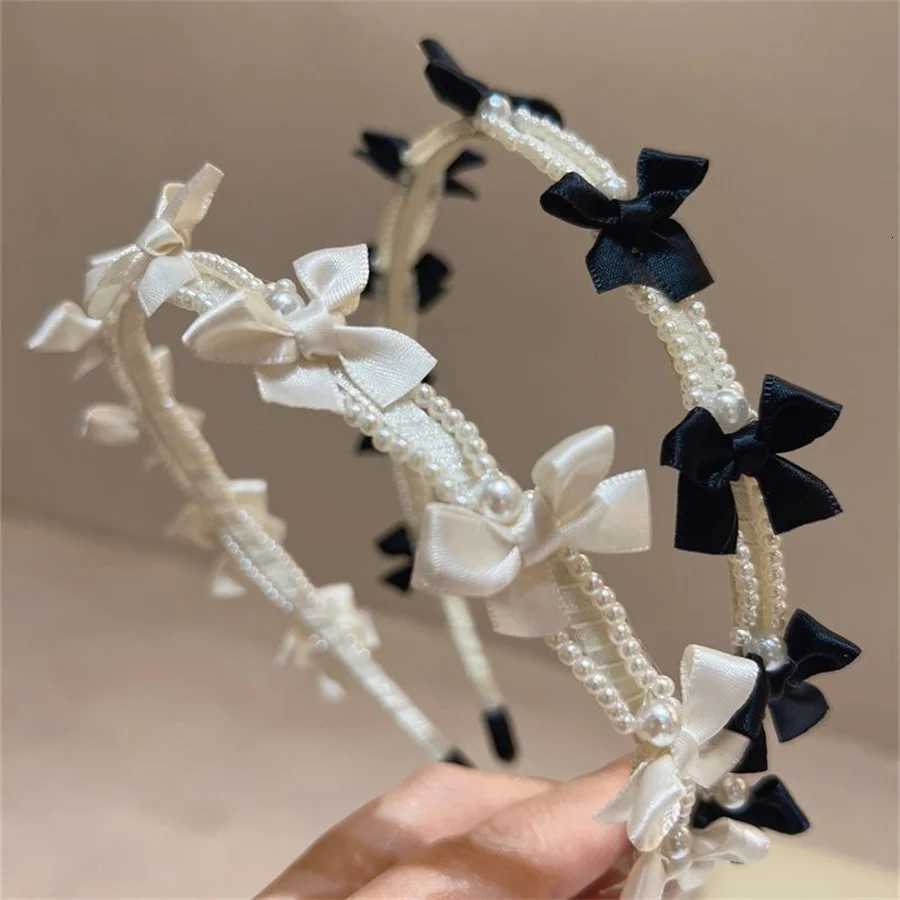 New style stylish sweet pearl flowers bow hairband for ladies girls retro crystal summer hairband childrens hair accessories gift X250812