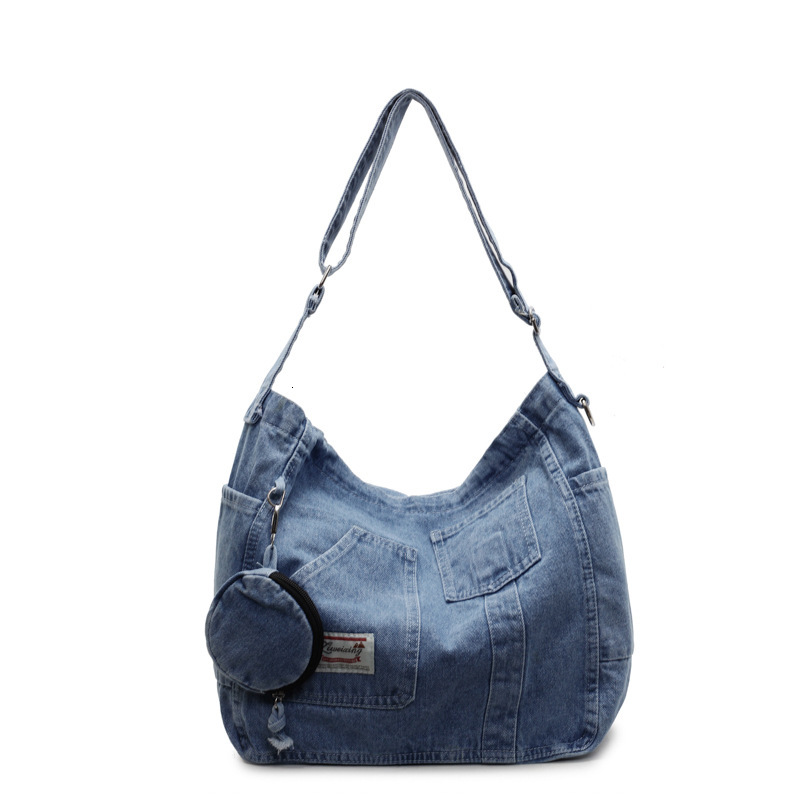 Denim Women New Casual Simple Shoulder Large Capacity Class Tote Bag