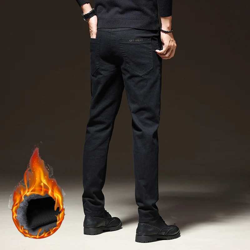 Winter Mens Warm Fleece Stretch Business Pants Elastic Waist Thick Fur Cotton Soft Slim Straight Trousers Male Brand Clothing W250812