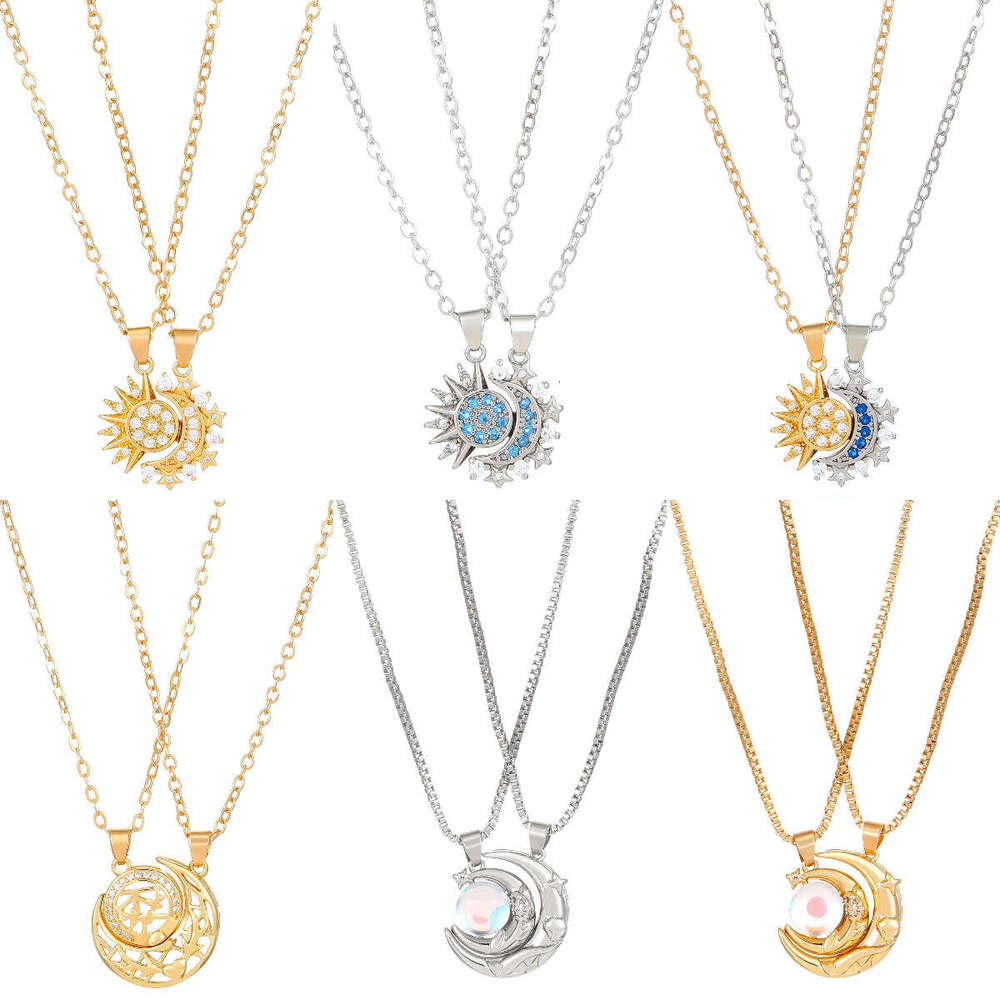 Ins New and Couple Necklace Magnetic Sun Moon Collarbone Chain Unisex Valentine's Day Gift