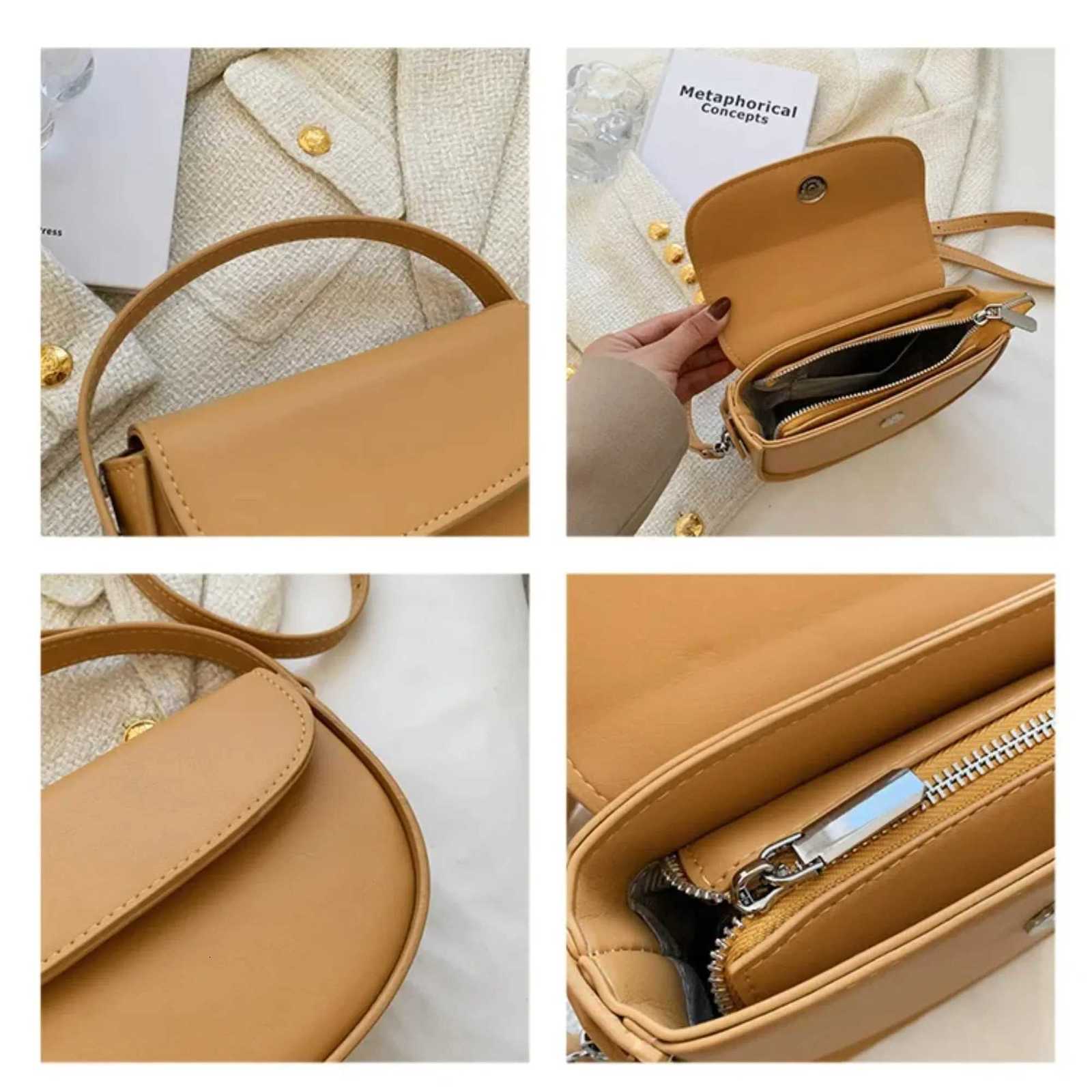Simple Elegant PU Leather Saddle Bag Womens Satchel Bag with Adjustable Strap Handbag Z250812
