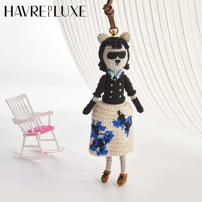 Woven cute doll bag charm knitted humanoid bag pendant womens bag keychain car pendant backpack decoration bag accessories 250811