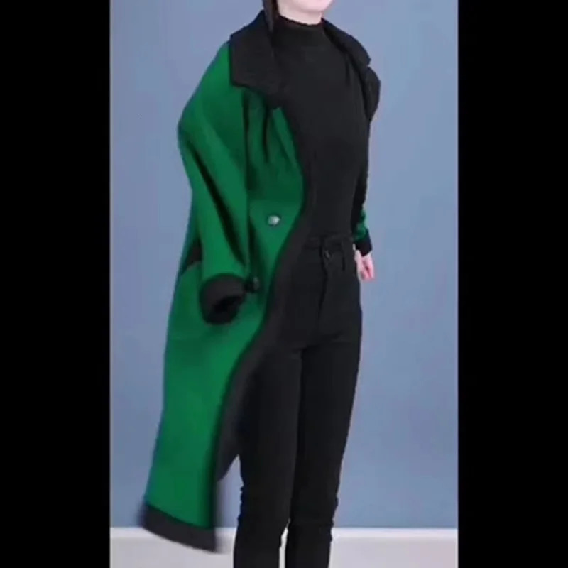 Winter Women Thickening Woollen Overcoat Female Medium Long Styles Wool Blend Jacket Ladies Large Size 4XL Woolen Coat 250805