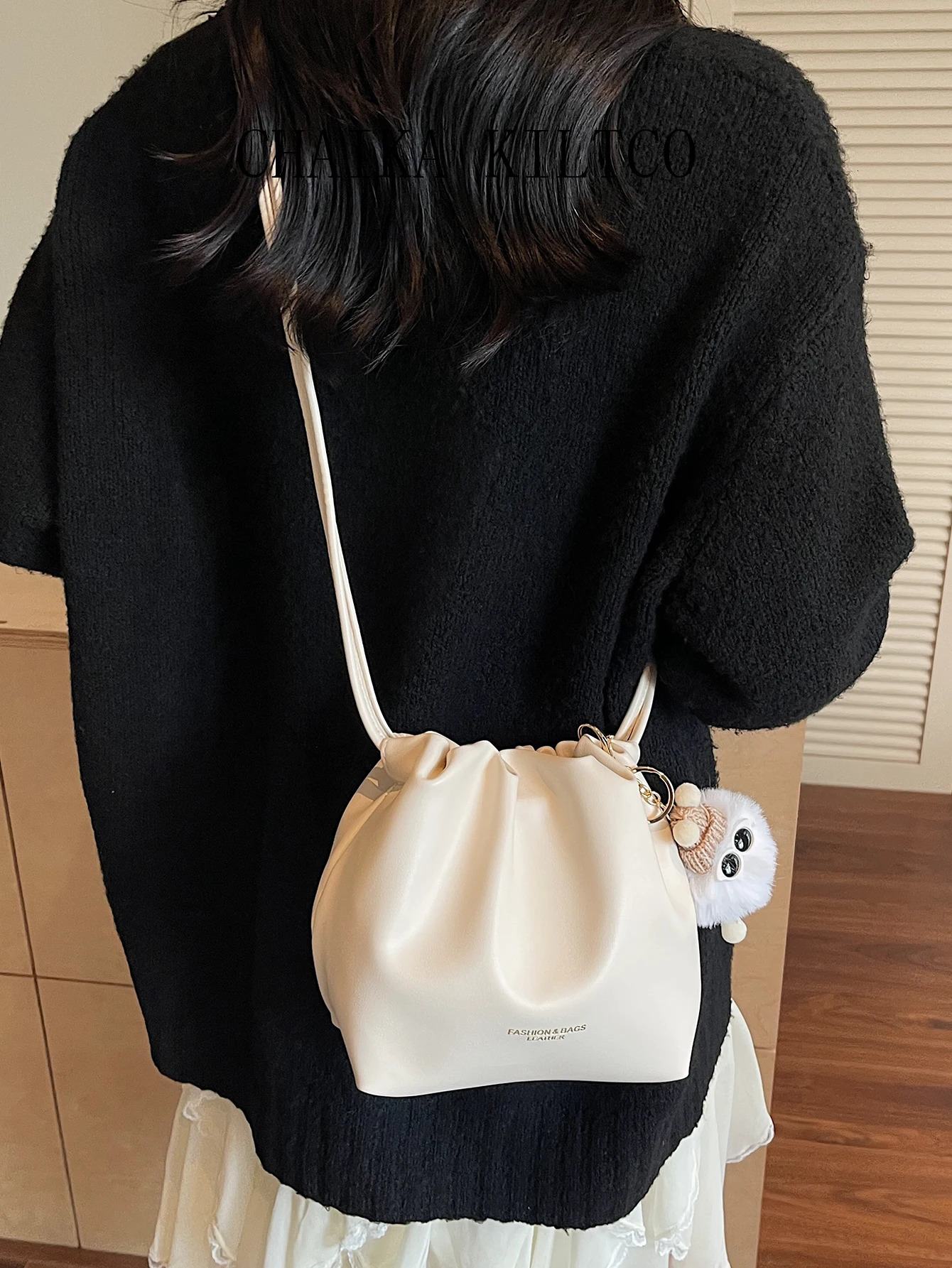 CHAIKA KILTCO crossbody small bag womens drawstring pleated shoulder textured commuting solid color 250811