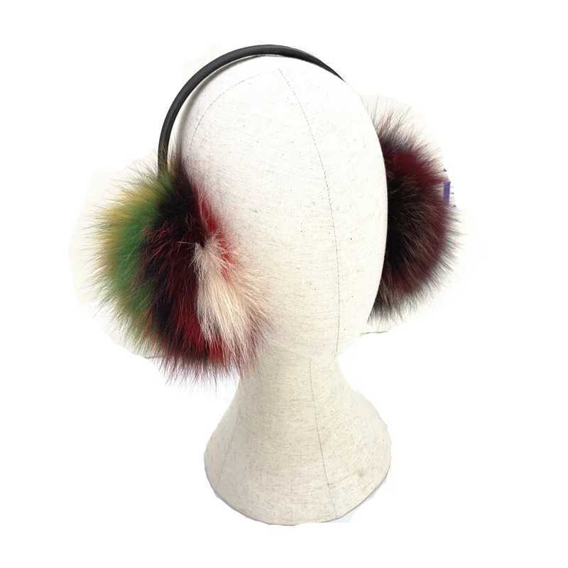 New Colorful Real Fox Fur Earmuffs for Autumn and Winter Womens Outdoor Travel Warm Fur Earmuffs with Plush Ear Protectors XJ250812