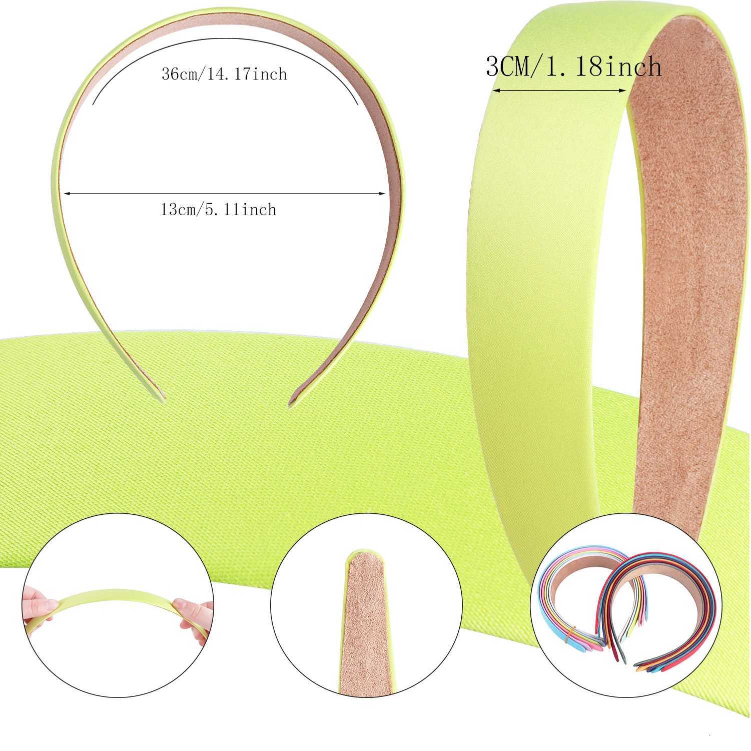 6pcs Wide Satin Bands 1.18 Inch Anti-slip Black Ribbon Hair Bands for Girls DIY Craft Hair Accessories X250812