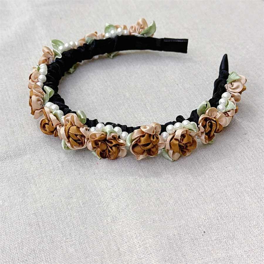 Korean Fashion Floral Pearl Twist Band for Women Elegant Temperament High-Quality Mesh Sweet Band Accessories X250812