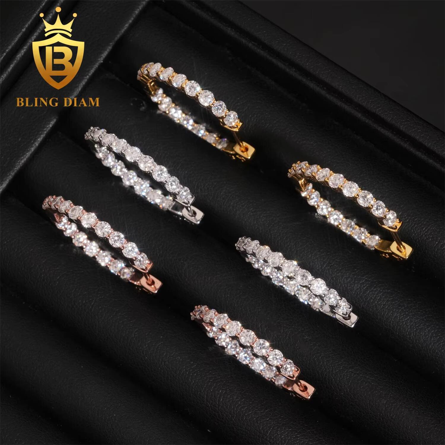 Wholesale Price Moissanite Earrings Iced Out 925 Sterling Silver Moissanite Diamond Hoop Earrings Men Women