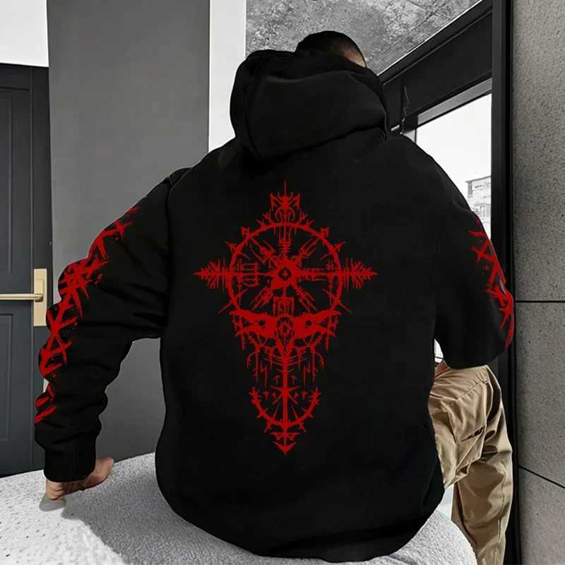 Ancient Viking Raven Print Hoodie for Man Autumn Winter Daily Casual Sport Jogging Sweatshirt Home Outdoor Comfort Warm Pullover Y250811
