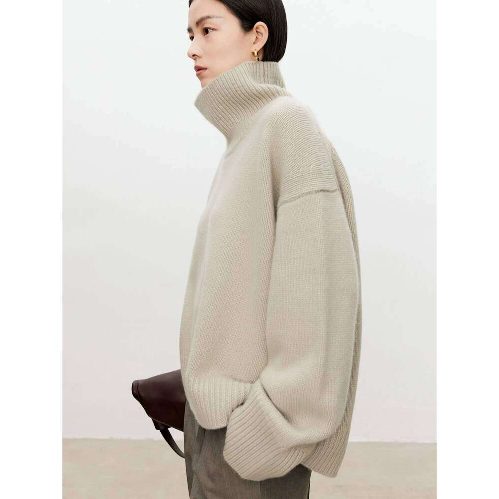 Turtleneck Pure Cashmere Female Loose And Thick Languid Lazy Wind Pullover Knitting Base WOOL Sweater 20250811