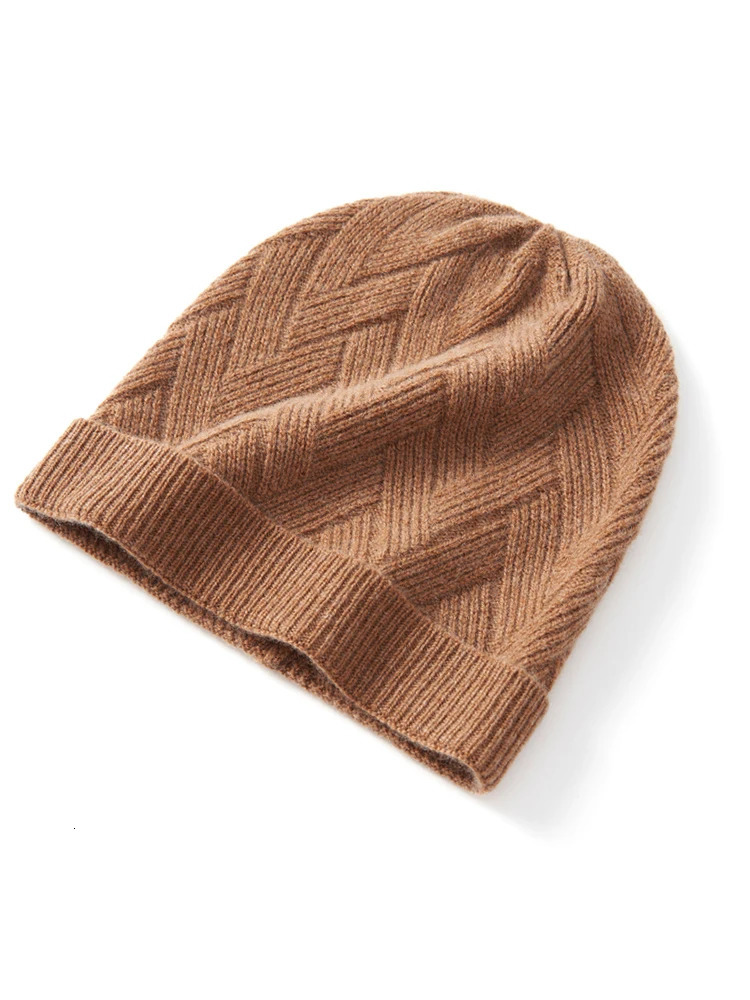 Autumn Winter Wool Cashmere Watch Caps Cross-Texture Mens Knit Warm Trawler Beanie Wool Hat Unisex 250805